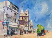 Syed Tanveer Shams, 15 x 21 Inch, Watercolor on Paper, Cityscape Painting, AC-STS-005